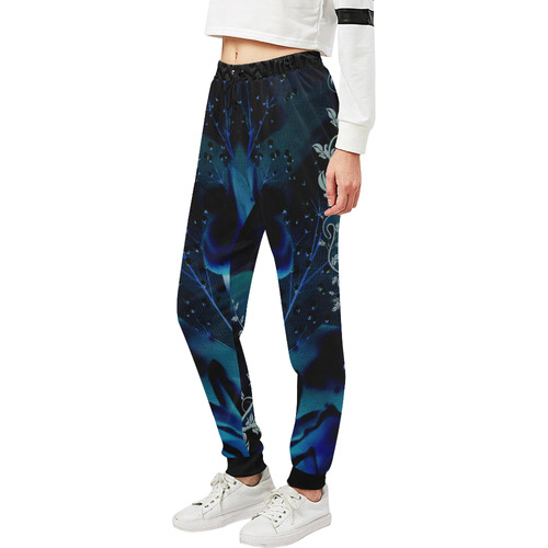 Floral design, blue colors Unisex All Over Print Sweatpants (Model L11)