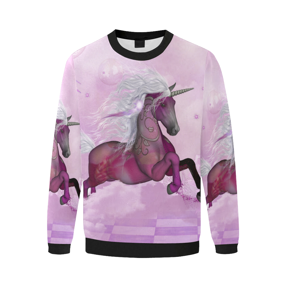 Awesome unicorn in violet colors Men's Oversized Fleece Crew Sweatshirt/Large Size(Model H18)