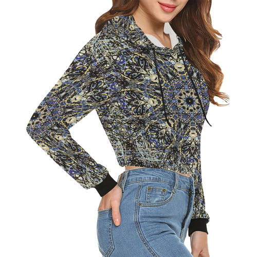 Thleudron Memory All Over Print Crop Hoodie for Women (Model H22)