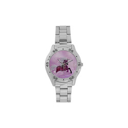 Awesome unicorn in violet colors Men's Stainless Steel Analog Watch(Model 108)