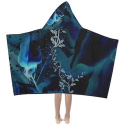 Floral design, blue colors Kids' Hooded Bath Towels