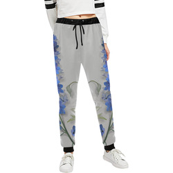 Blue - Violet Consolida original floral watercolor Unisex All Over Print Sweatpants (Model L11)