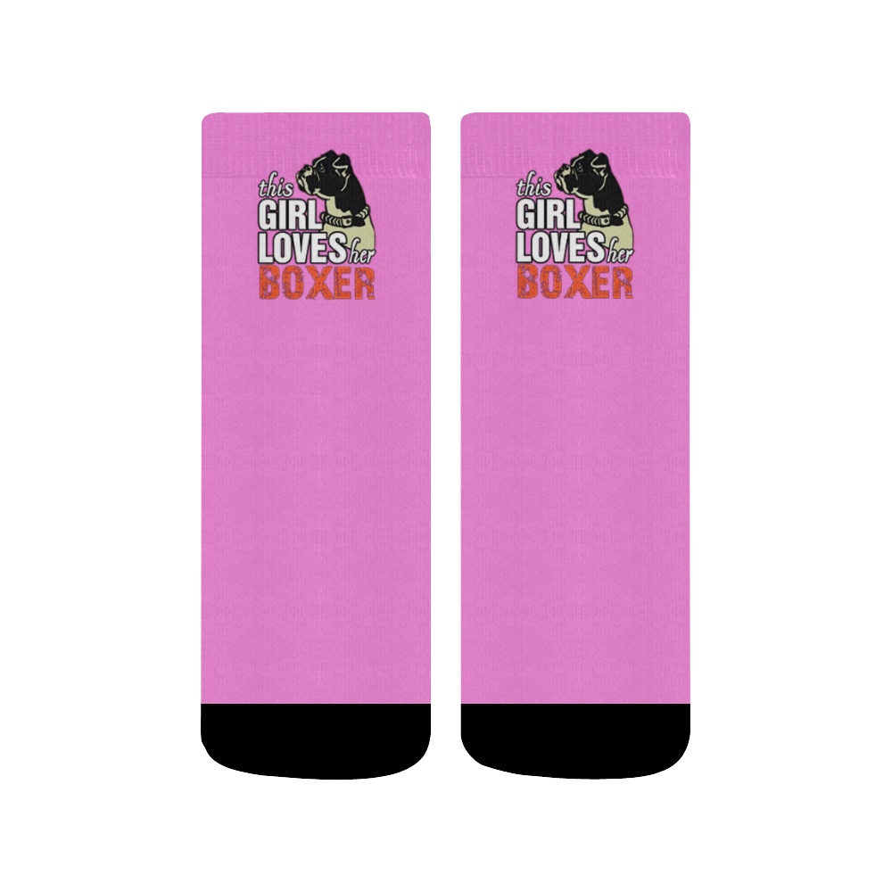 This Girl Loves Her Boxer Pink Quarter Socks