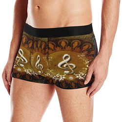 Music, decorative clef with floral elements Men's All Over Print Boxer Briefs (Model L10)