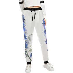Blue - Violet Consolida original floral watercolor Unisex All Over Print Sweatpants (Model L11)