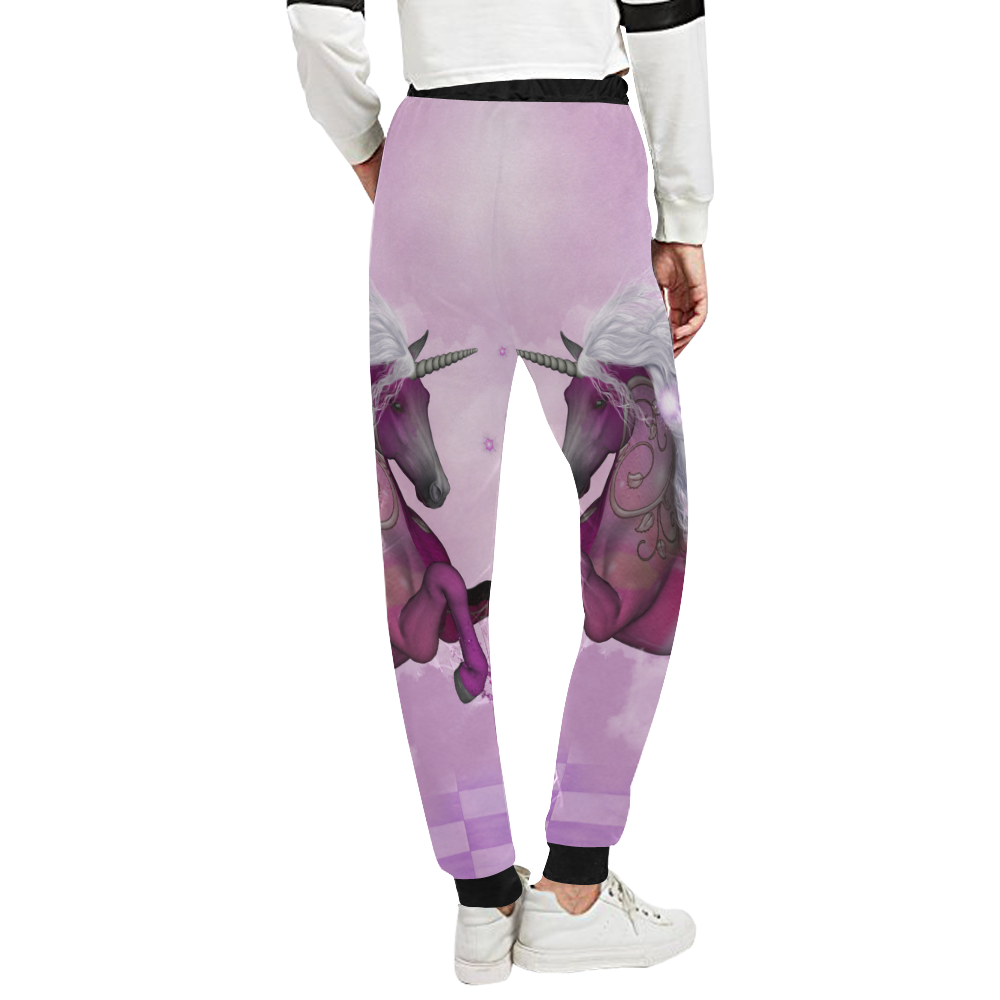 Awesome unicorn in violet colors Unisex All Over Print Sweatpants (Model L11)