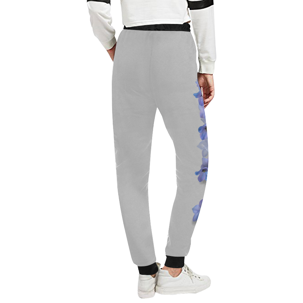 Blue - Violet Consolida original floral watercolor Unisex All Over Print Sweatpants (Model L11)