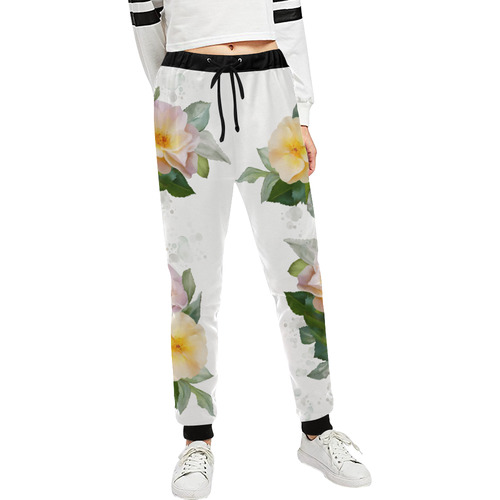 2 Wild Roses floral watercolor Unisex All Over Print Sweatpants (Model L11)