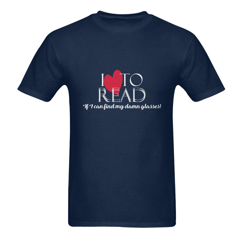 I Love to READ (Navy Blue) Men's T-Shirt in USA Size (Two Sides Printing)