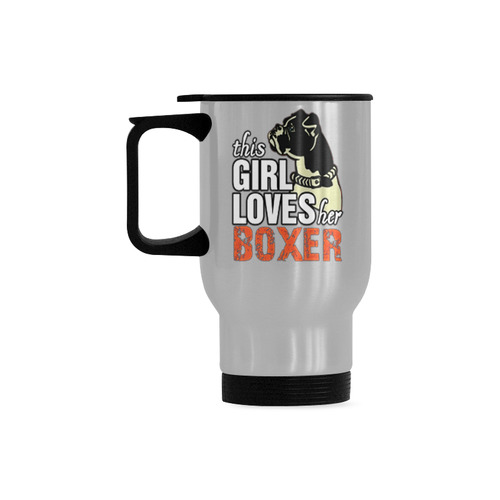 This Girl Loves Her Boxer Travel Mug (Silver) (14 Oz)