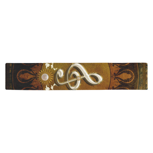 Music, decorative clef with floral elements Table Runner 14x72 inch