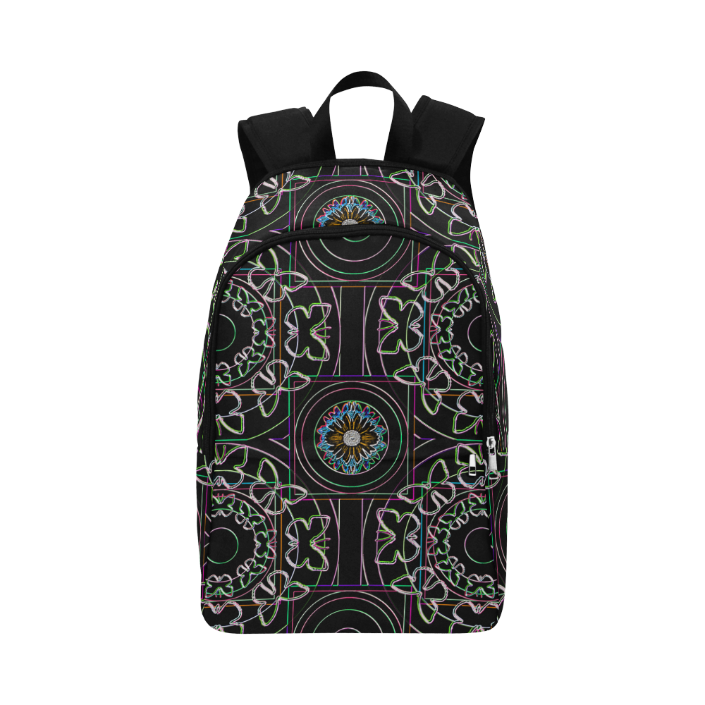 Neon Butterfly Mandala Fabric Backpack for Adult (Model 1659)