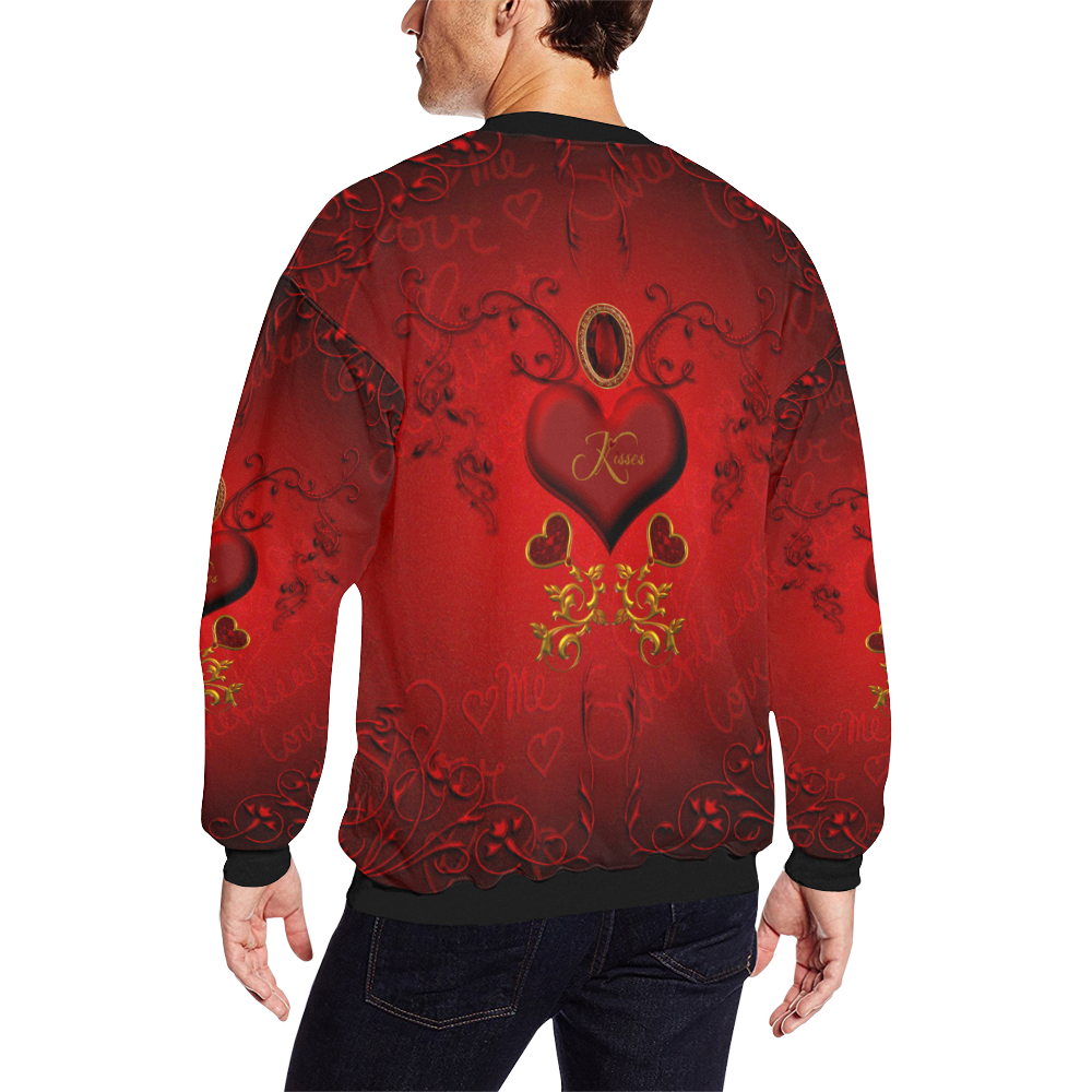Valentine's day, wonderful heart Men's Oversized Fleece Crew Sweatshirt/Large Size(Model H18)