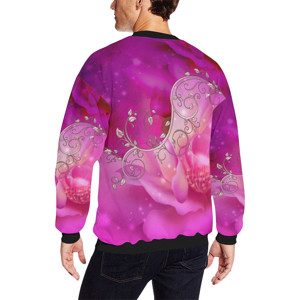 Wonderful floral design Men's Oversized Fleece Crew Sweatshirt/Large Size(Model H18)