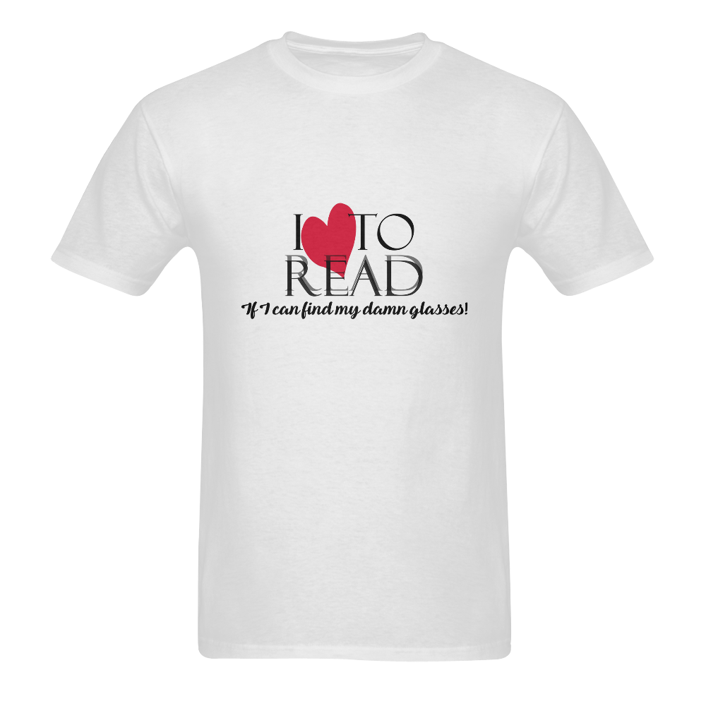 I Love to READ (White) Men's T-Shirt in USA Size (Two Sides Printing)