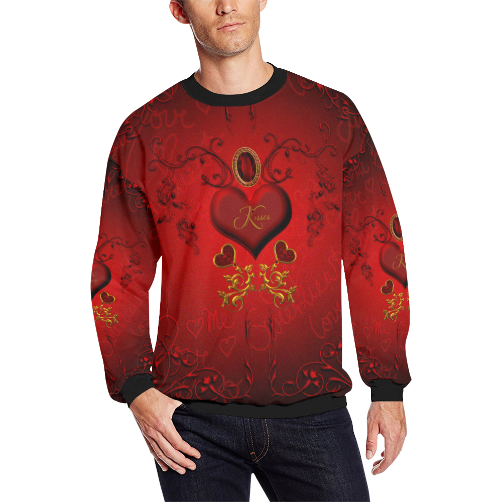 Valentine's day, wonderful heart Men's Oversized Fleece Crew Sweatshirt/Large Size(Model H18)