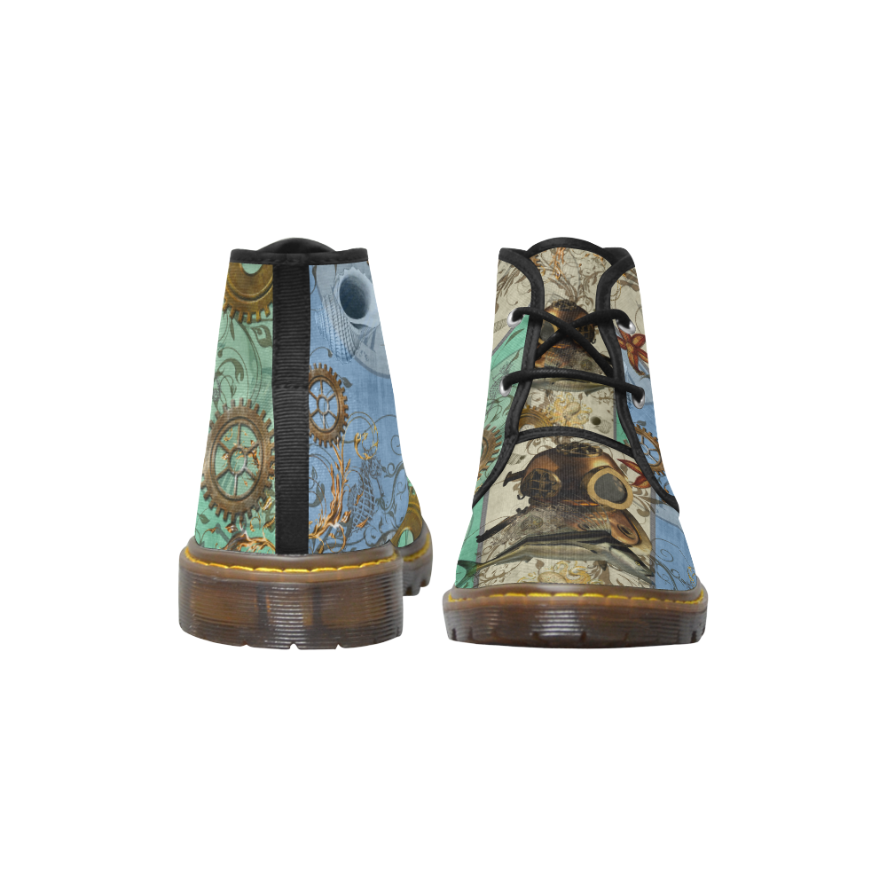 Nautical Steampunk Women's Canvas Chukka Boots/Large Size (Model 2402-1)