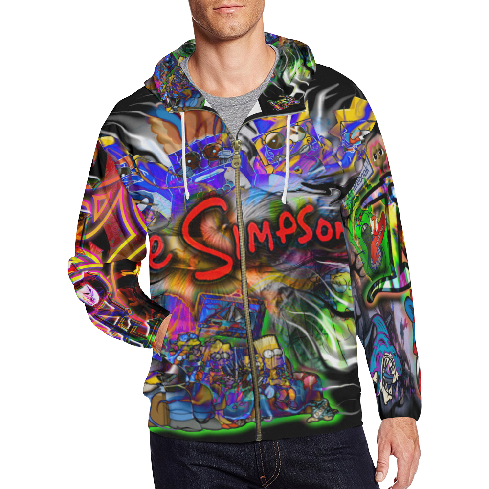 Simpsons - Homer - By TheONE Savior @ ImpossABLE Endeavors All Over Print Full Zip Hoodie for Men (Model H14)