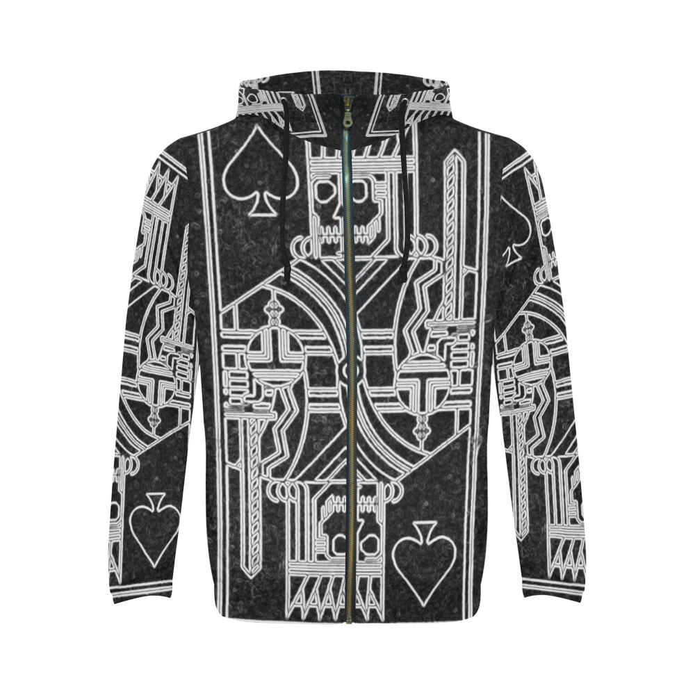 Black Light King Spade Reaper All Over Print Full Zip Hoodie for Men (Model H14)