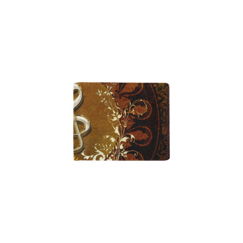 Music, decorative clef with floral elements Mini Bifold Wallet (Model 1674)