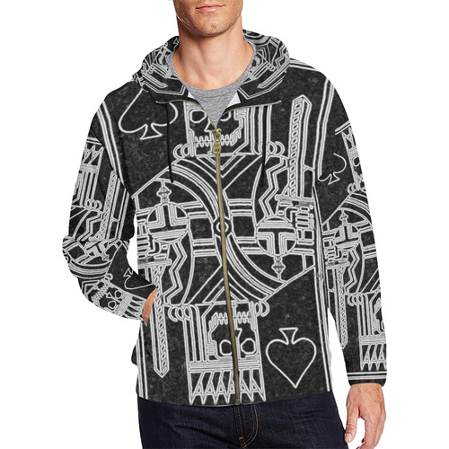 Black Light King Spade Reaper All Over Print Full Zip Hoodie for Men (Model H14)