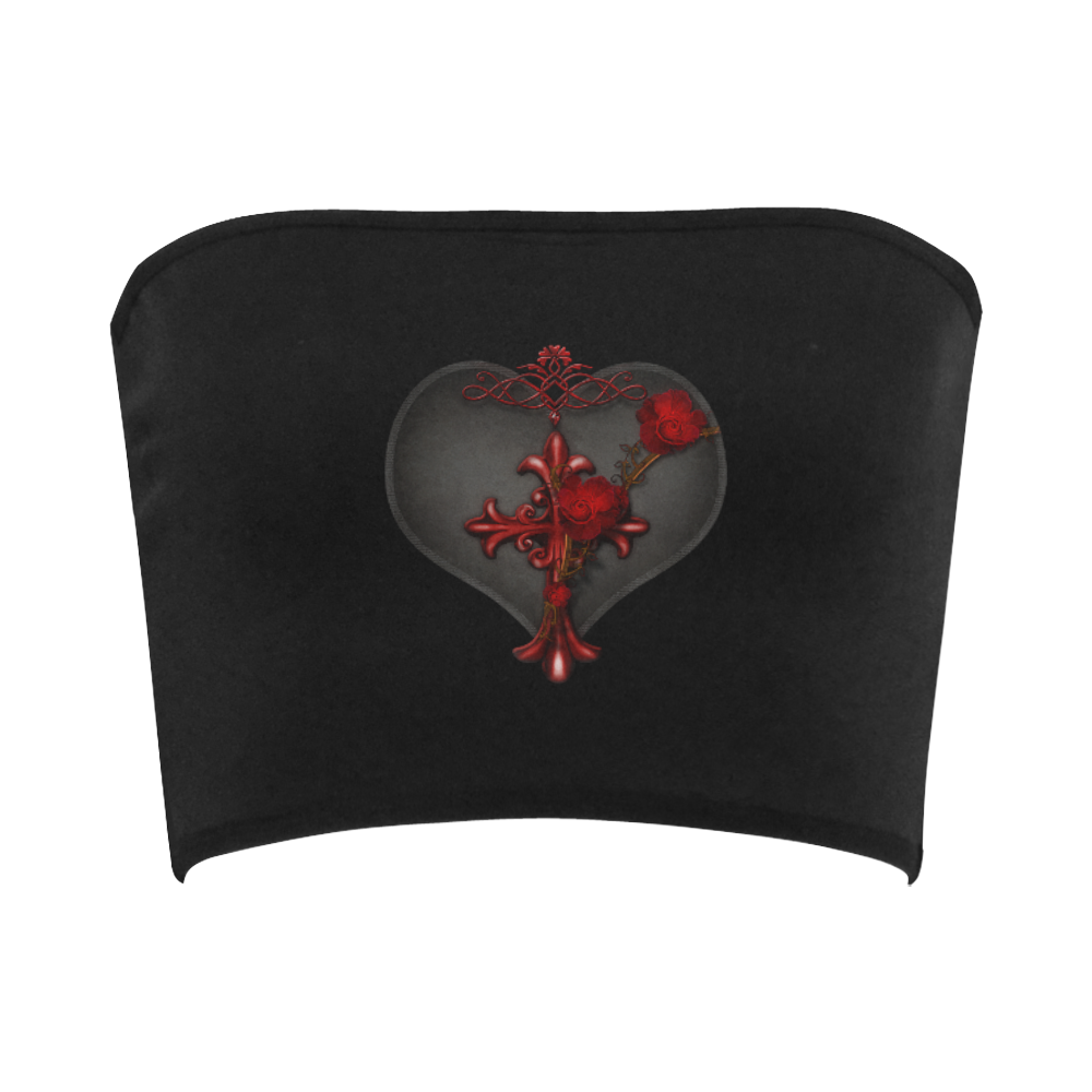 Gothic Red Heart Bandeau Top