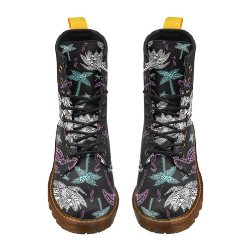 FLAMINGO PATTERN High Grade PU Leather Martin Boots For Women Model 402H