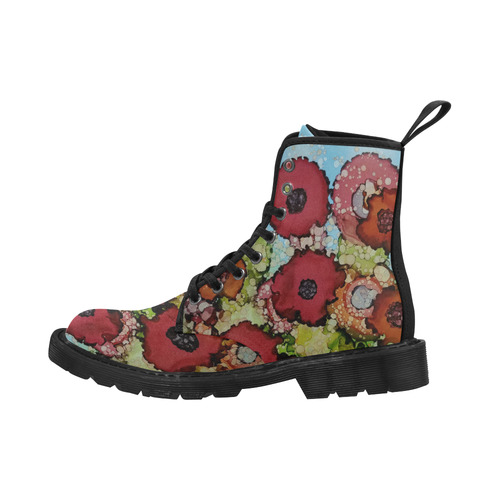 floral abstract #6 Martin Boots for Women (Black) (Model 1203H)