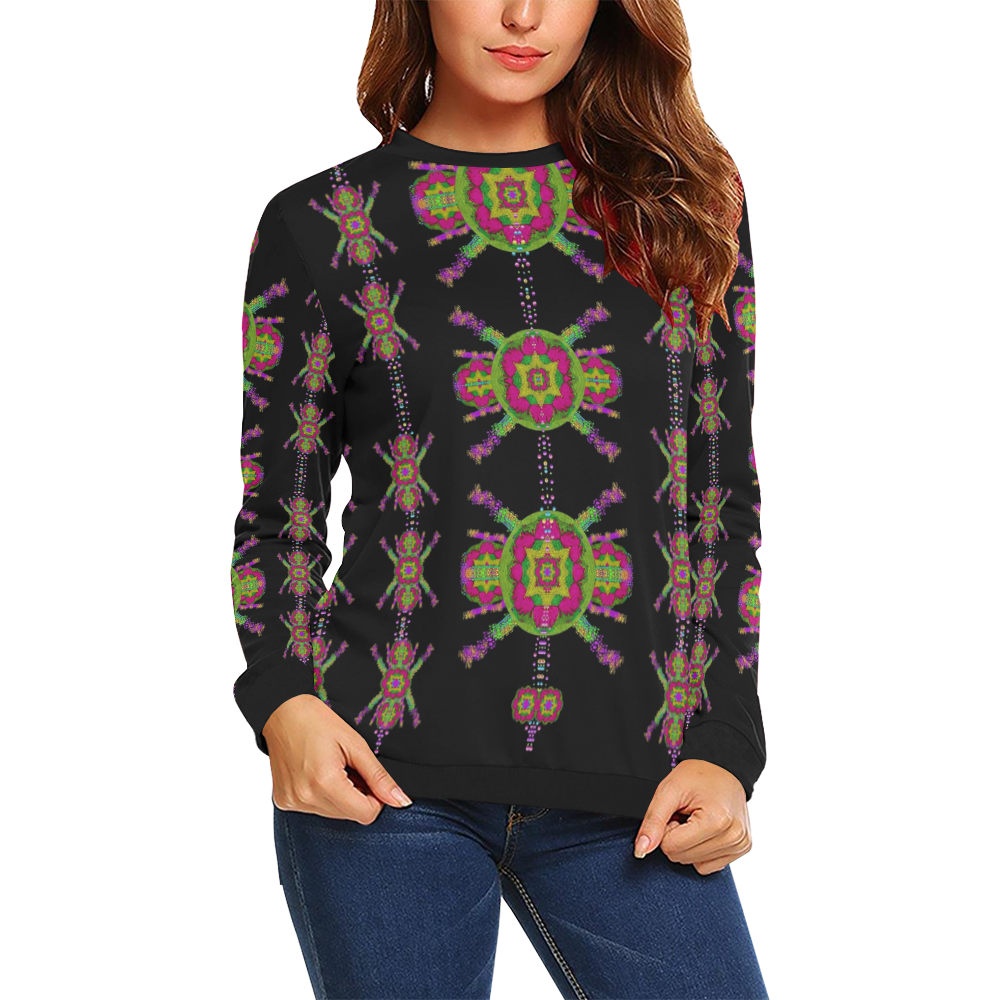 paradise flowers in a decorative jungle All Over Print Crewneck Sweatshirt for Women (Model H18)