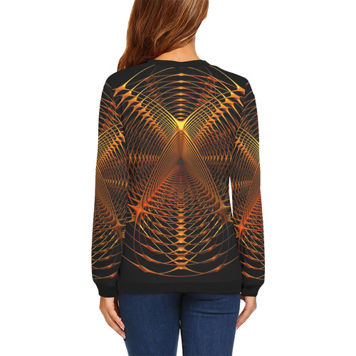 Golden Web All Over Print Crewneck Sweatshirt for Women (Model H18)