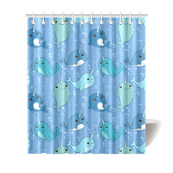 Cute Narwhal Pattern Shower Curtain 72"x84"