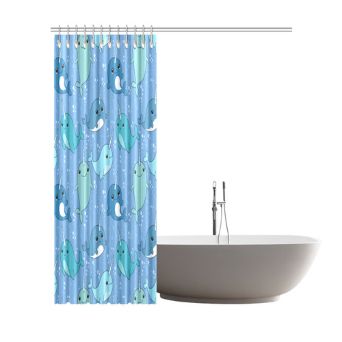 Cute Narwhal Pattern Shower Curtain 72"x84"