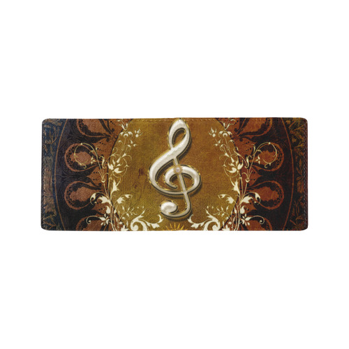 Music, decorative clef with floral elements Mini Bifold Wallet (Model 1674)