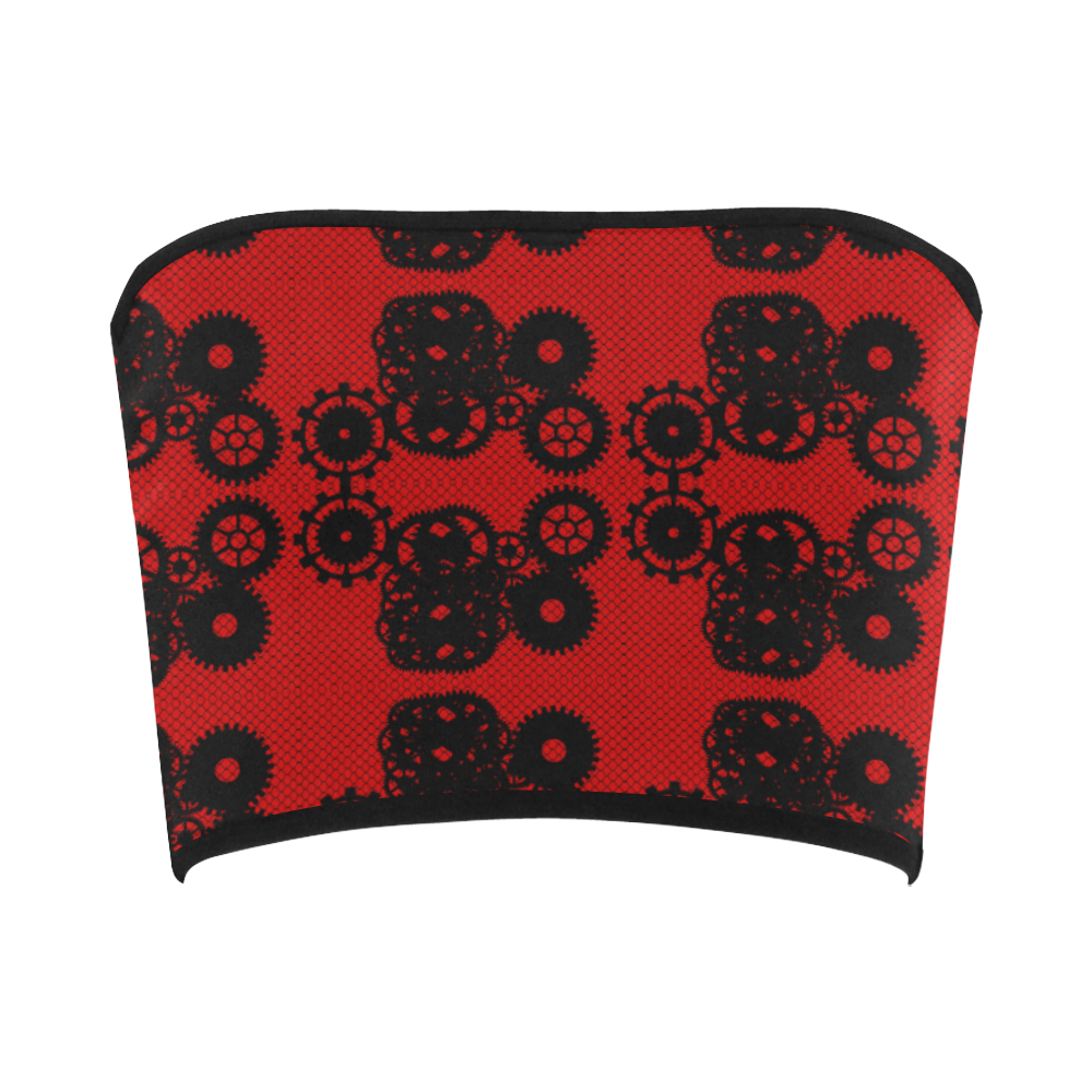 Steampunk Lace With Gears Red Bandeau Top