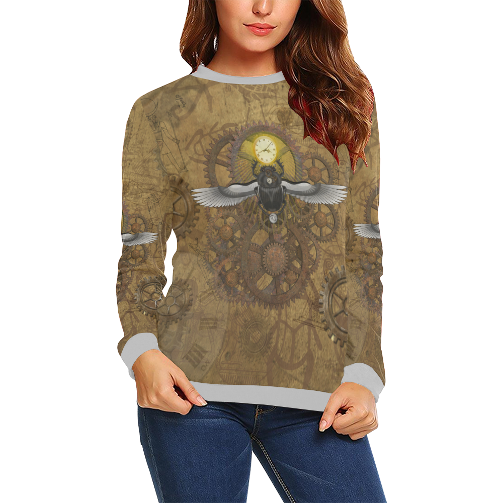 Steampunk From Ancient Egypt All Over Print Crewneck Sweatshirt for Women (Model H18)