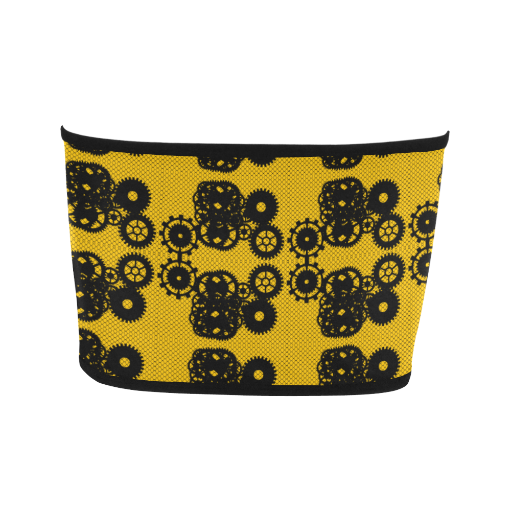 Steampunk Lace With Gears Yellow Bandeau Top