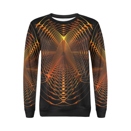 Golden Web All Over Print Crewneck Sweatshirt for Women (Model H18)