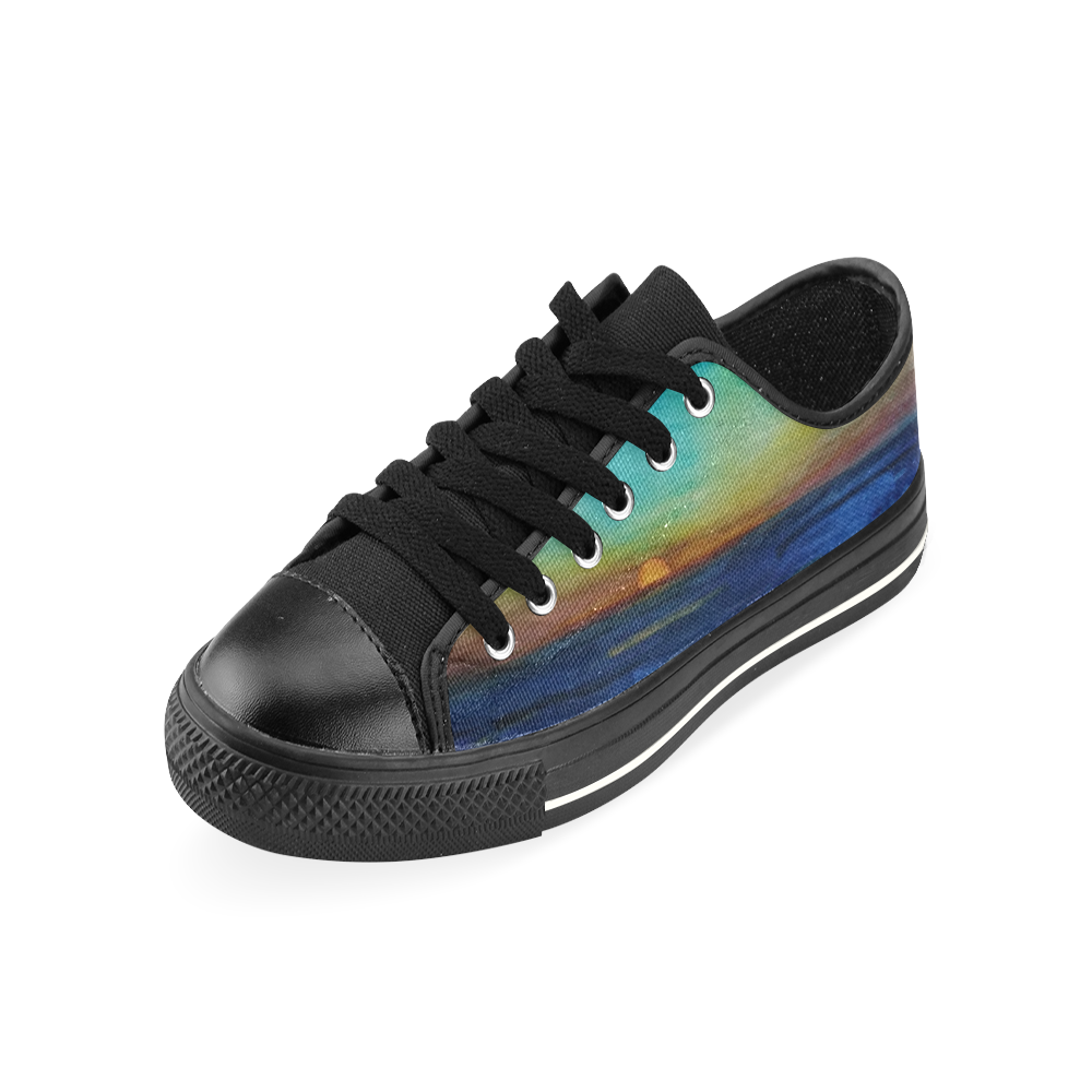 Sunset Seacape #1 Low Top Canvas Shoes for Kid (Model 018)