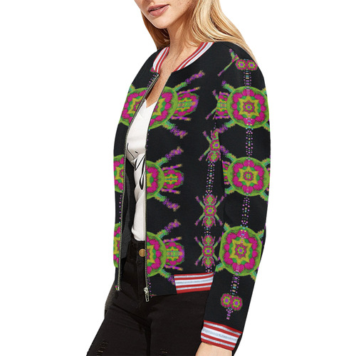 paradise flowers in a decorative jungle All Over Print Bomber Jacket for Women (Model H21)