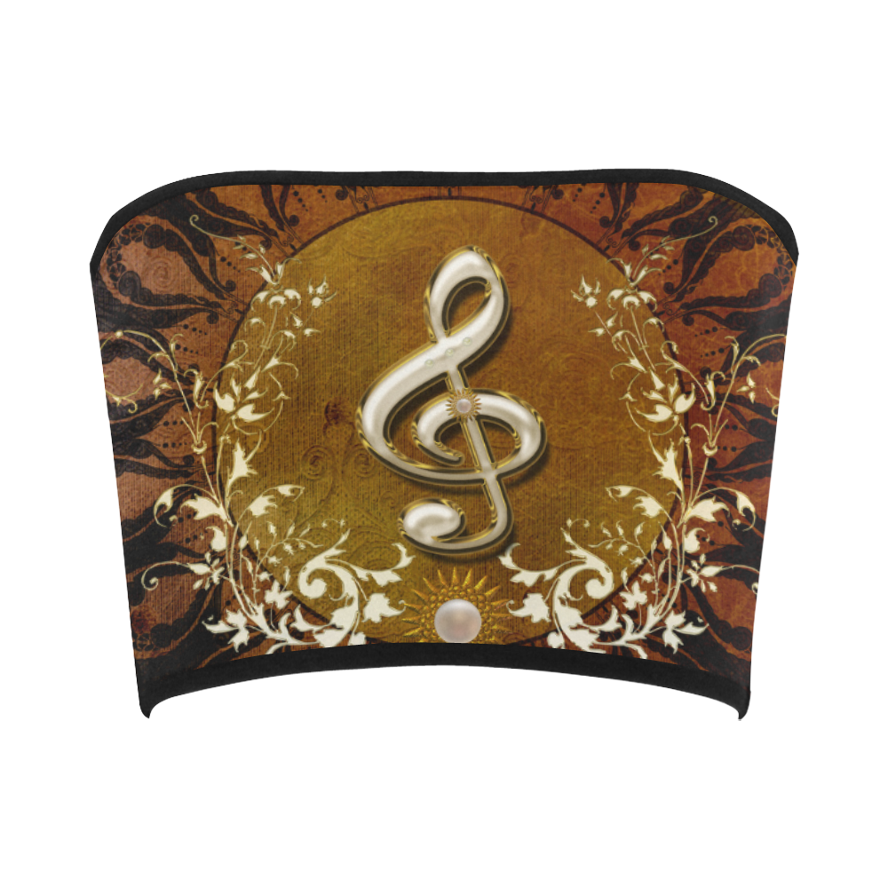 Music, decorative clef with floral elements Bandeau Top