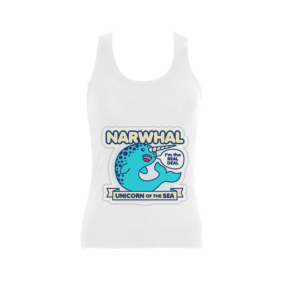 Narwhal Unicorn Of The Sea Women's Shoulder-Free Tank Top (Model T35)