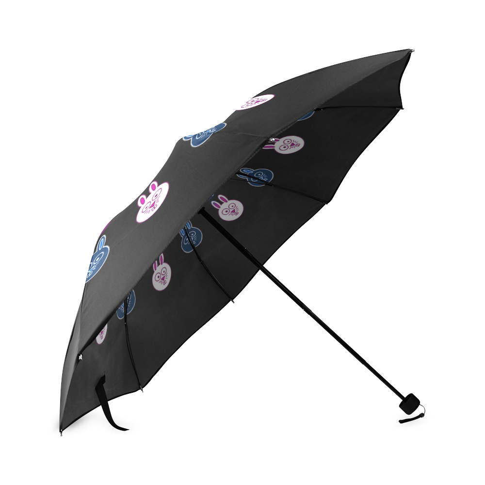 Easter Bunny Fun on Black Foldable Umbrella (Model U01)