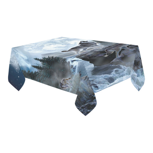 Spirit Of The Wolf Cotton Linen Tablecloth 60" x 90"