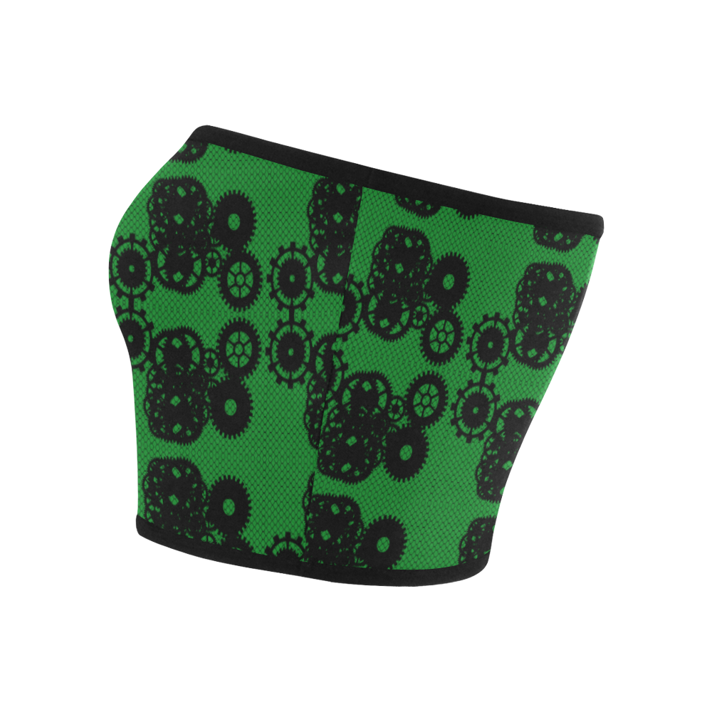 Steampunk Lace With Gears Green Bandeau Top