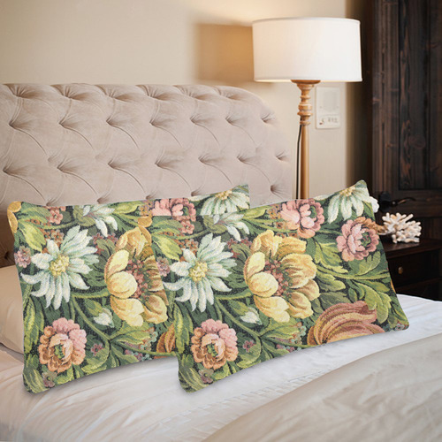 comfy vintage floral Custom Pillow Case 20"x 30" (One Side) (Set of 2)