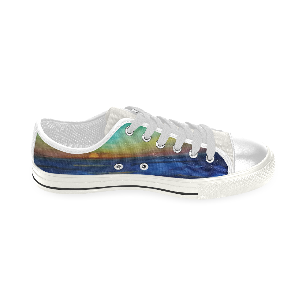Sunset Seacape #1 Low Top Canvas Shoes for Kid (Model 018)