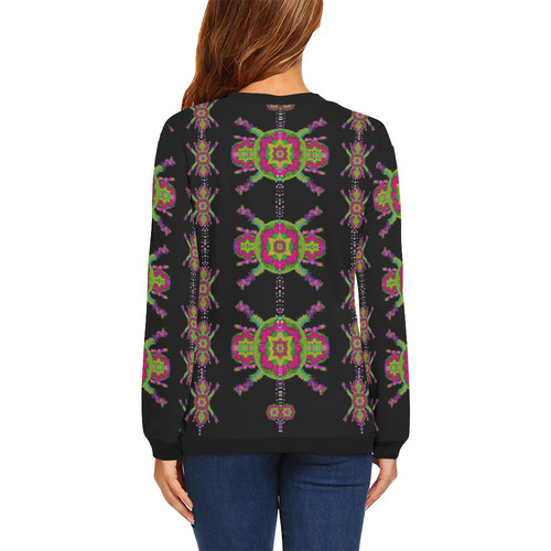 paradise flowers in a decorative jungle All Over Print Crewneck Sweatshirt for Women (Model H18)
