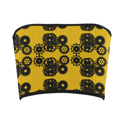 Steampunk Lace With Gears Yellow Bandeau Top