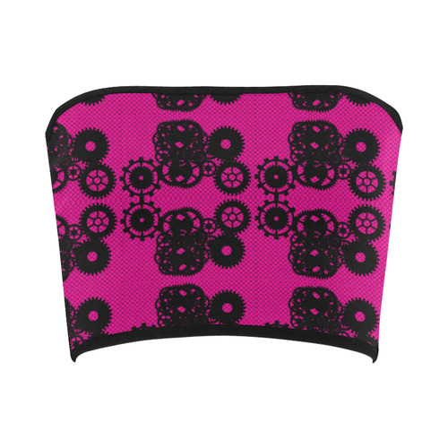 Steampunk Lace With Gears Pink Bandeau Top
