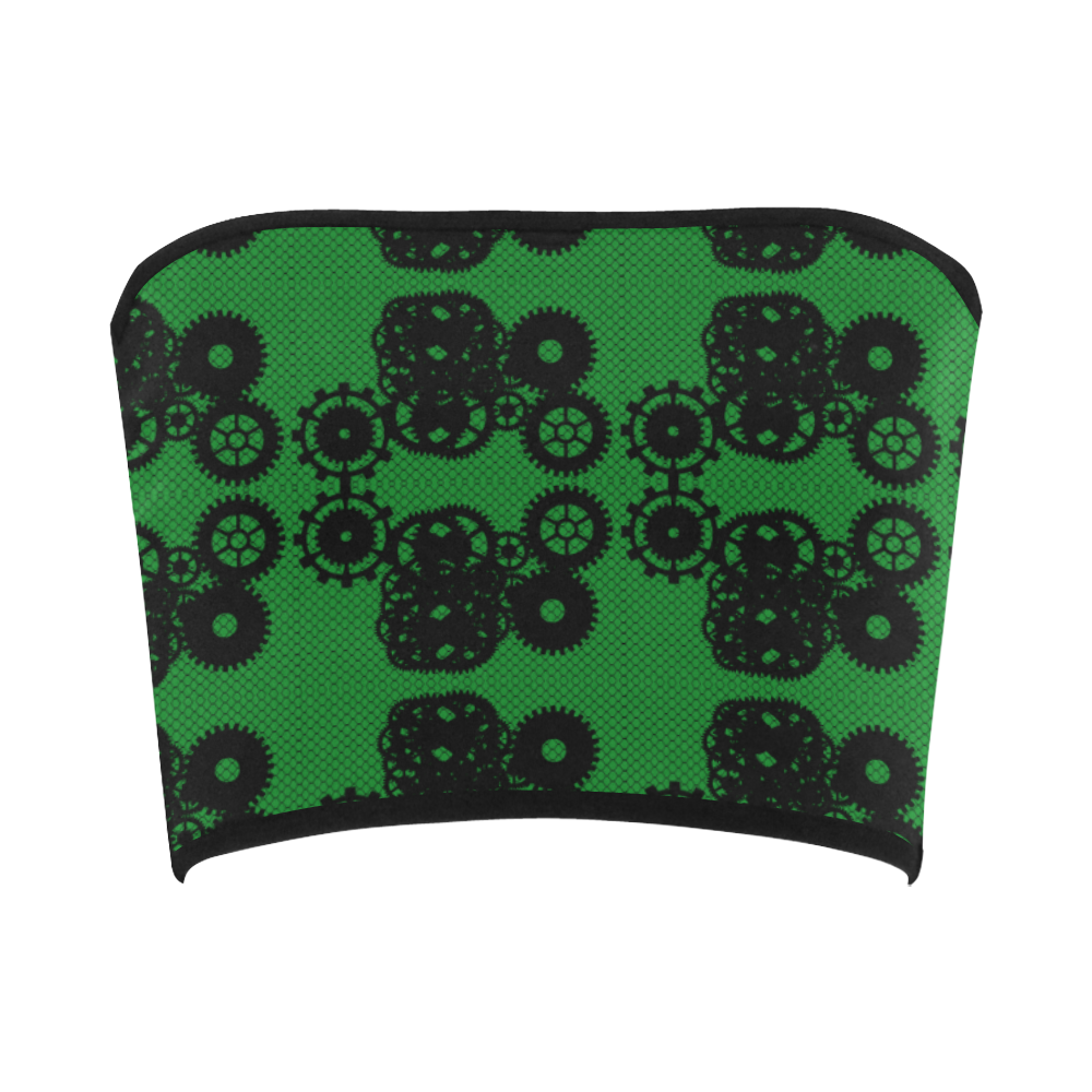 Steampunk Lace With Gears Green Bandeau Top